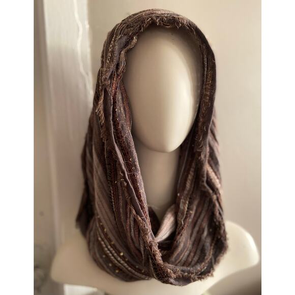 COLLECTION EIGHTEEN Brown Boho Infinity Scarf sz OS - Picture 3 of 9